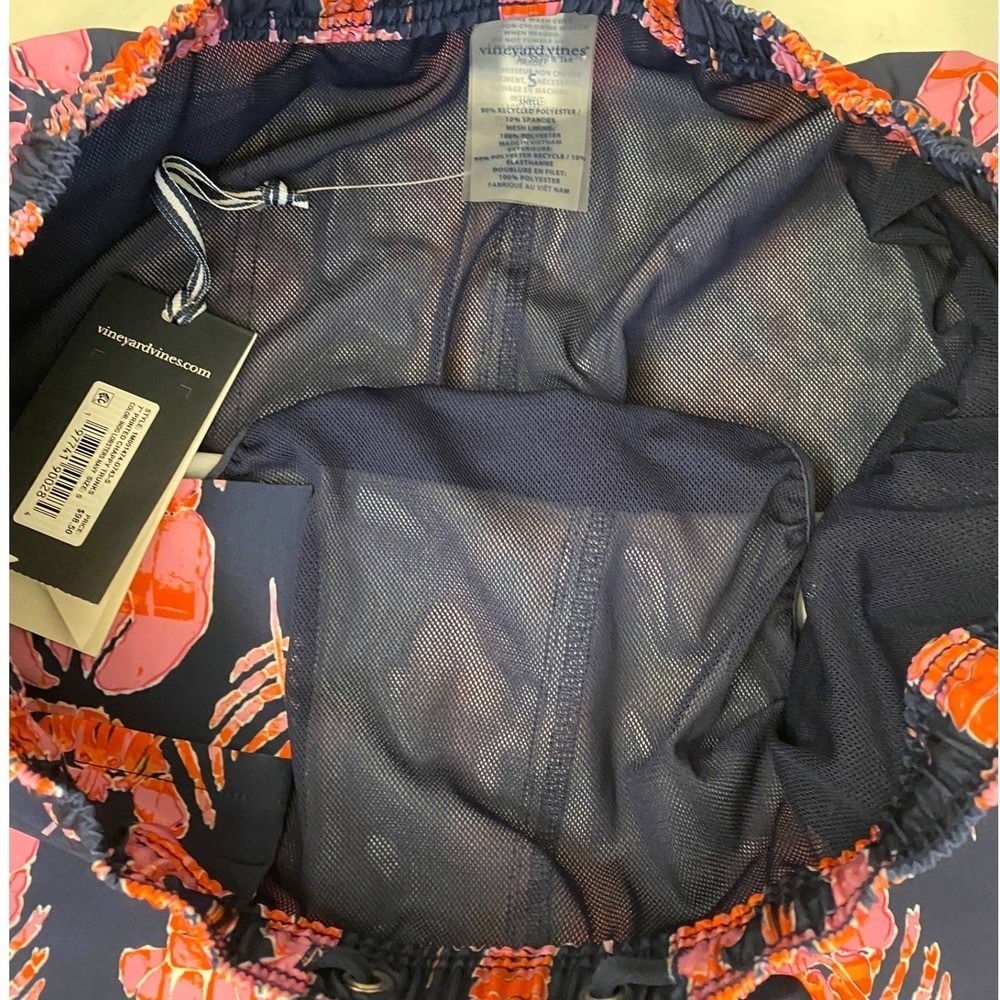 Vineyard Vines Men's Printed Chappy Trunks Lobster Navy 7"- S NWT - Picture 4 of 13